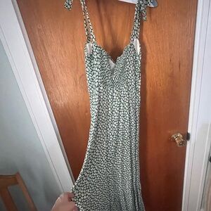 Reformation White and Green Midi Dress